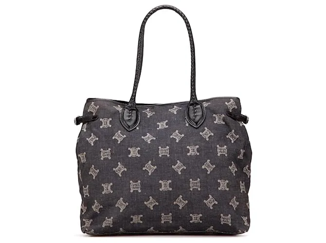 Céline Borsa tote in denim Macadam grigia Celine Marrone Grigio antracite