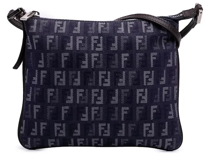 Borsa a tracolla in denim Zucchino blu Fendi Blu scuro