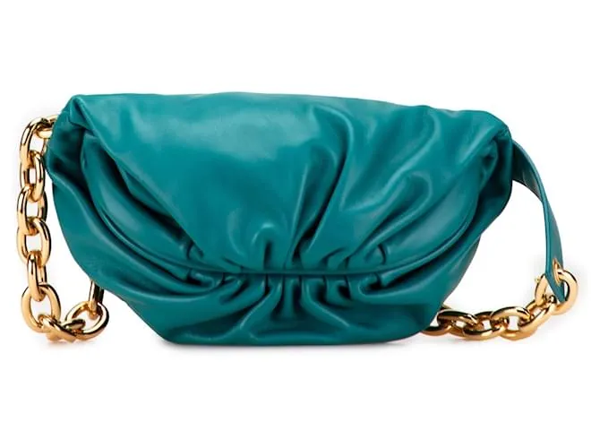 Pochette a Catena in Pelle di Agnello Blu Bottega Veneta Turchese