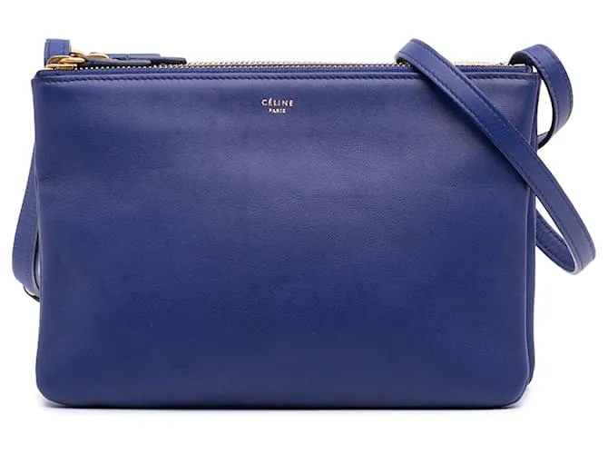 Céline Celine Piccolo Trio in Pelle di Agnello Blu a Spalla