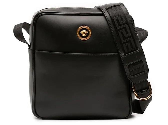 Borsa a tracolla Medusa in pelle nera Versace Nero