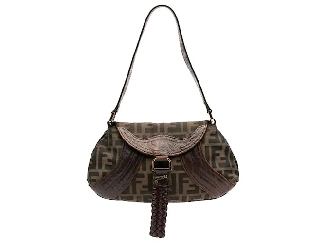 Pochette Spy in tela Zucca marrone Fendi