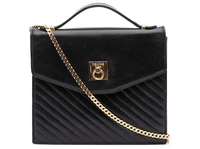 Céline Borsa a tracolla in pelle nera Celine Nero