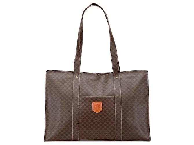 Céline Borsa tote in tela rivestita Macadam marrone di Celine
