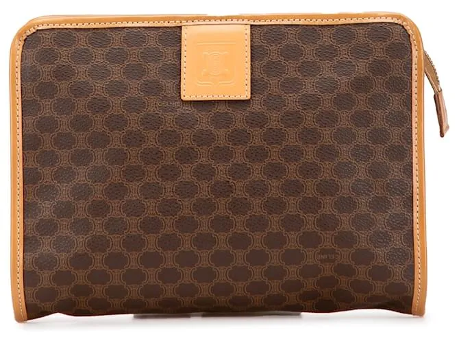 Céline Clutch in tela rivestita Macadam marrone Celine