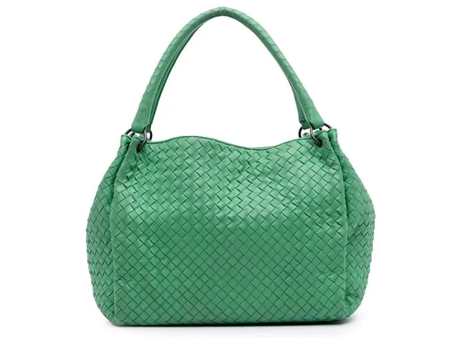Borsa Paracadute Intrecciato in Nappa Verde di Bottega Veneta