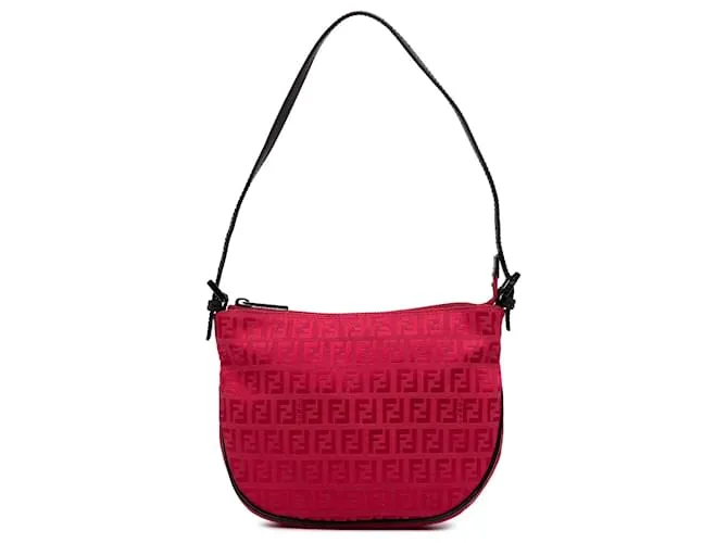 Borsa a spalla in tela Zucchino rossa Fendi Rosso