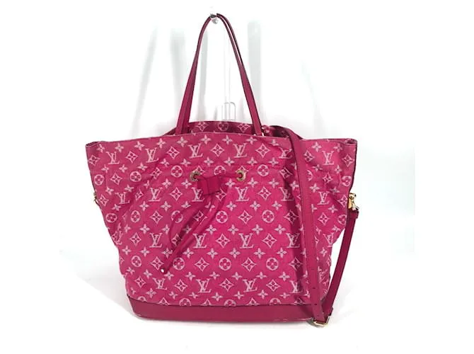 Bucket Borsa a secchiello Noefull MM in denim Monogram Louis Vuitton Rosa Monogramma