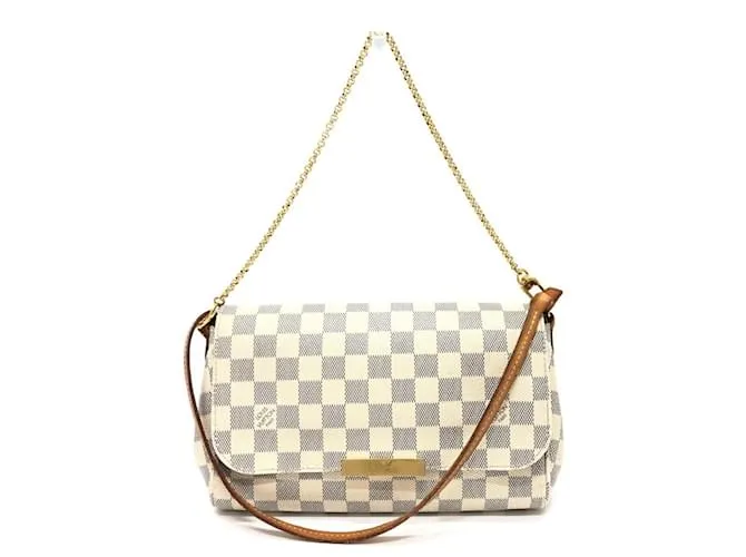 Borsa 3 in 1 Louis Vuitton Damier Azur Favorite MM Marrone Bianco