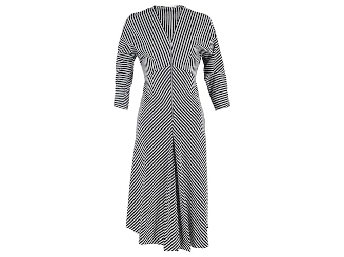 Abito midi in twill a righe Maje Rava in viscosa nera