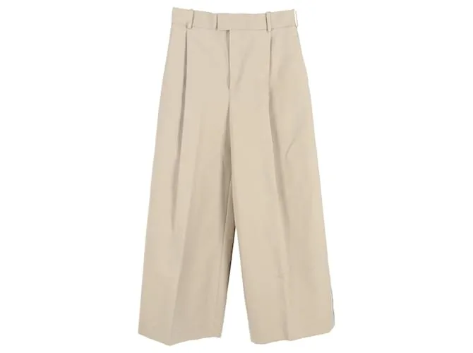 Pantaloni a gamba larga Bottega Veneta in cotone beige