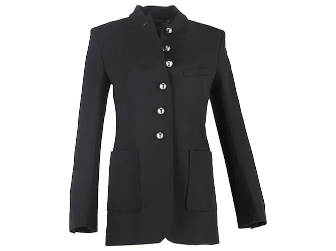 Blazer a un bottone con tasche in lana nera di Paco Rabanne Nero