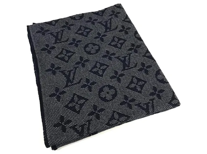 Sciarpa Cozy con Frange Monogram Louis Vuitton Blu navy Monogramma