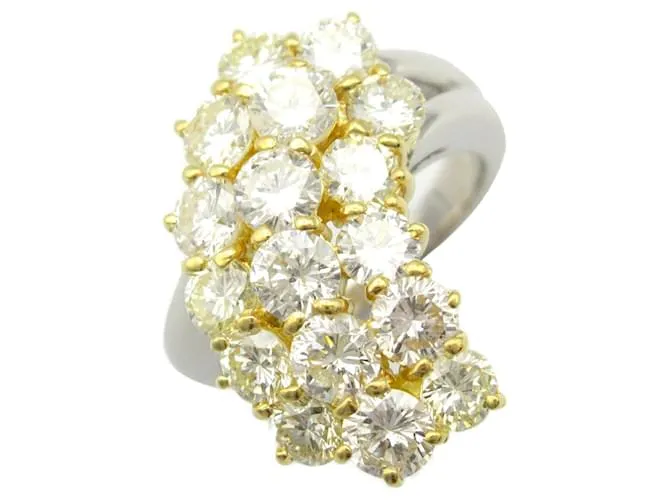 Autre Marque Anello in diamante in platino Pt900 e oro Au750 Argento