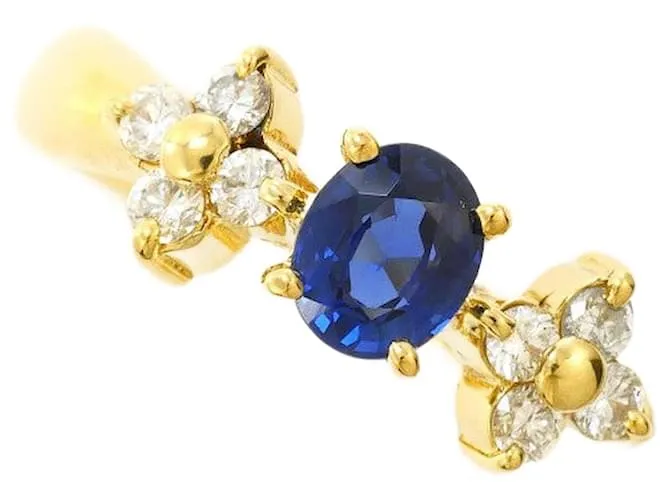 Autre Marque Anello in diamante di zaffiro Au750 D'oro