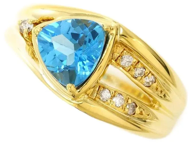 Autre Marque Anello in Diamante con Topazio Blu Au750