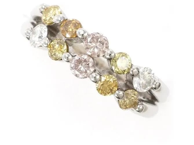 Autre Marque Anello in diamante multicolore in platino PT900