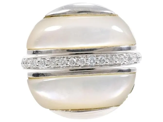 Autre Marque Anello 2 vie in oro bianco Au750, oro rosa, conchiglia e diamante Argento