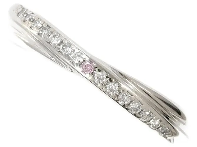 Autre Marque Anello in diamante rosa in platino PT900 Argento
