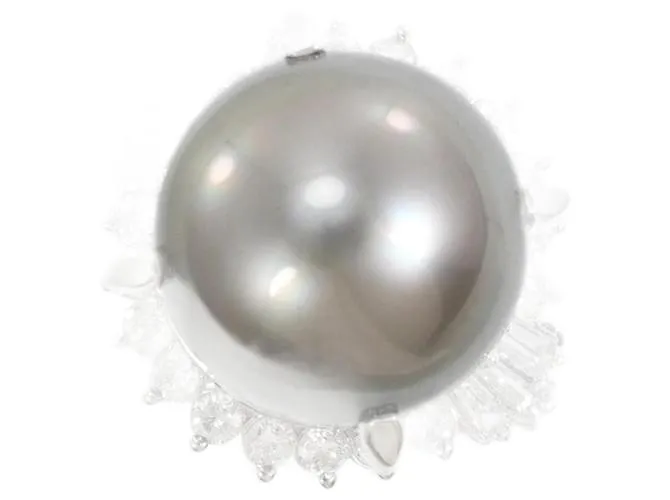 Autre Marque Anello in diamante con perla nera in platino PT900 Nero