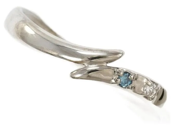 Autre Marque Anello in Diamante in Oro Bianco K14 Take-Up Blu