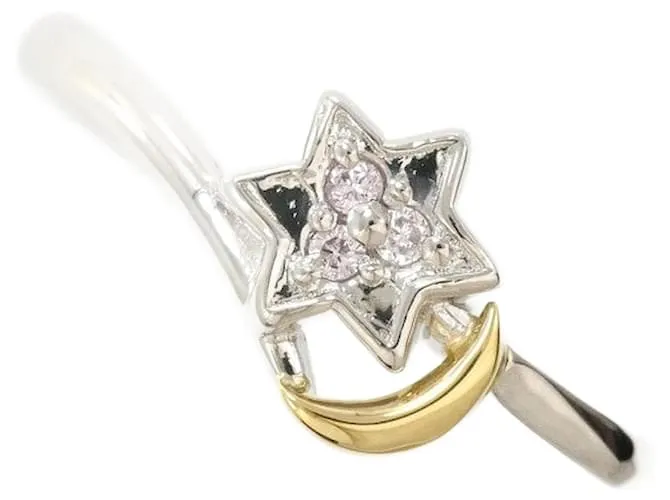 Autre Marque Anello in diamante rosa in platino PT900 e oro giallo K18YG Argento