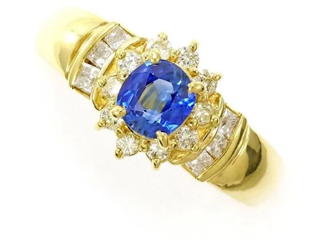 Autre Marque Anello in diamante e zaffiro Au750 D'oro