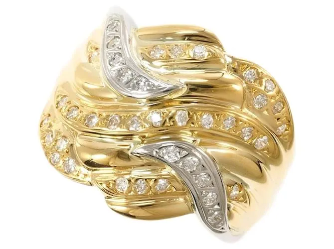 Autre Marque Anello in diamante PT850 K18YG Argento