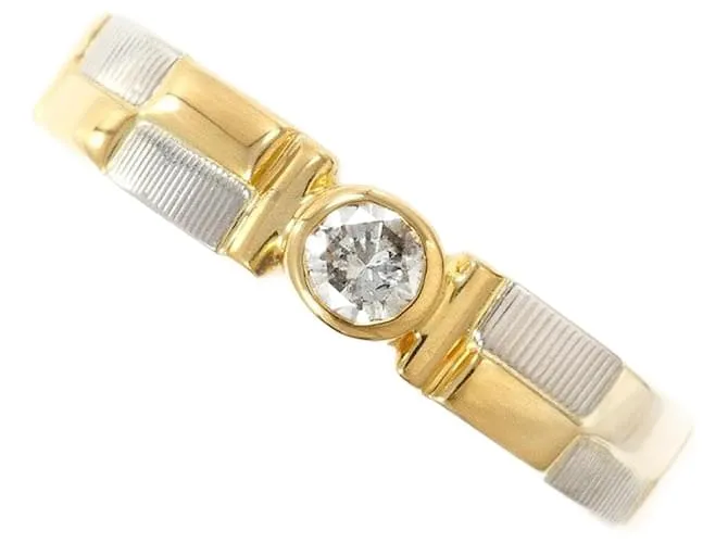 Autre Marque Anello in diamante in platino PT900 e oro giallo K18YG Argento