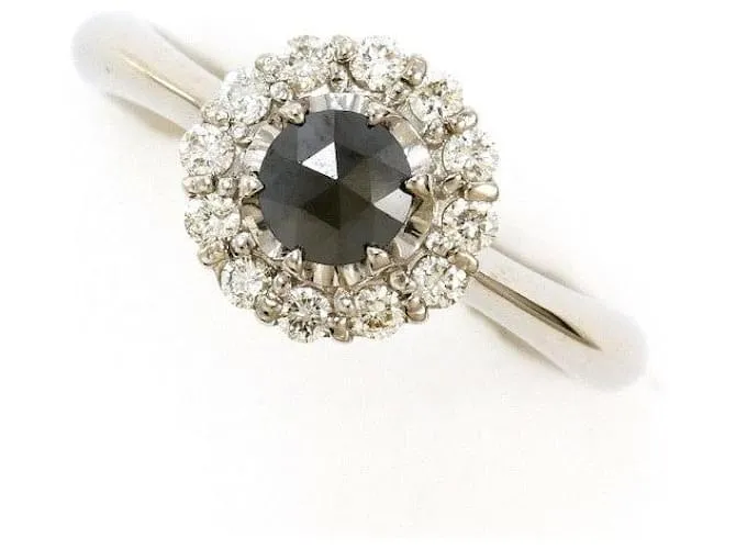 Autre Marque Anello in diamante nero in oro bianco Au750 Argento