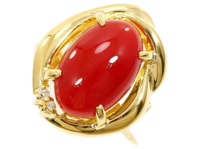 Autre Marque Anello in diamante corallo Au750 Rosso