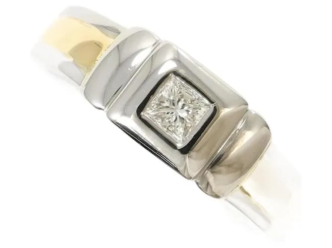 Autre Marque Anello in diamante in oro giallo Au750 e platino PT850 Argento