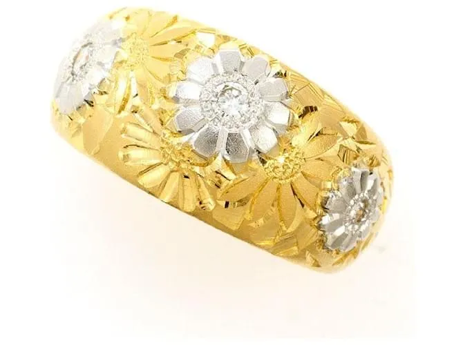 Autre Marque Anello in diamante Pt900 K18YG D'oro