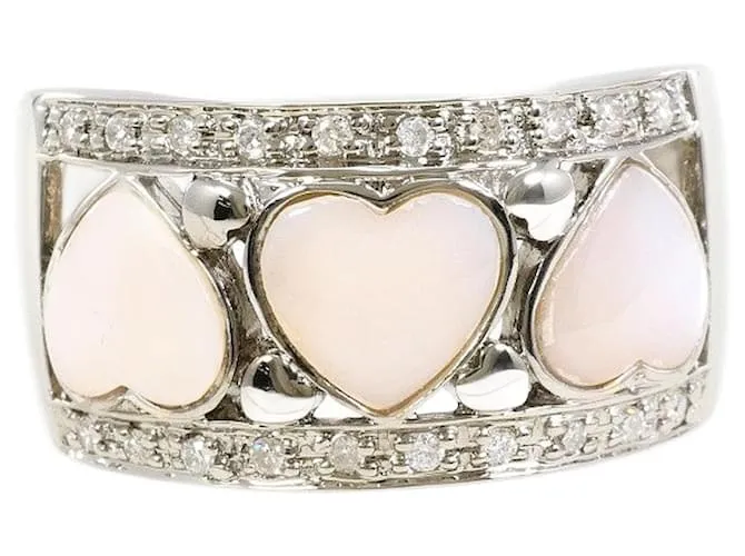 Autre Marque Anello in diamante a conchiglia in oro bianco Au750 Argento