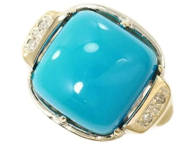 Autre Marque Anello in diamante turchese in oro bianco K14 Blu