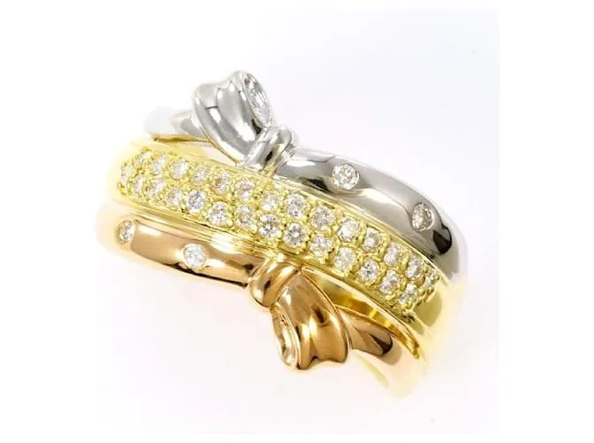 Autre Marque Anello in diamante in platino, oro giallo e oro rosa PT900 K18YGPG Multicolore