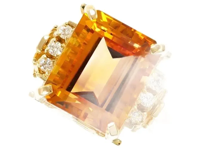 Autre Marque Anello in diamante di citrino Au750 D'oro