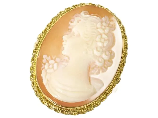 Autre Marque Anello in cammeo di conchiglia Au750 D'oro