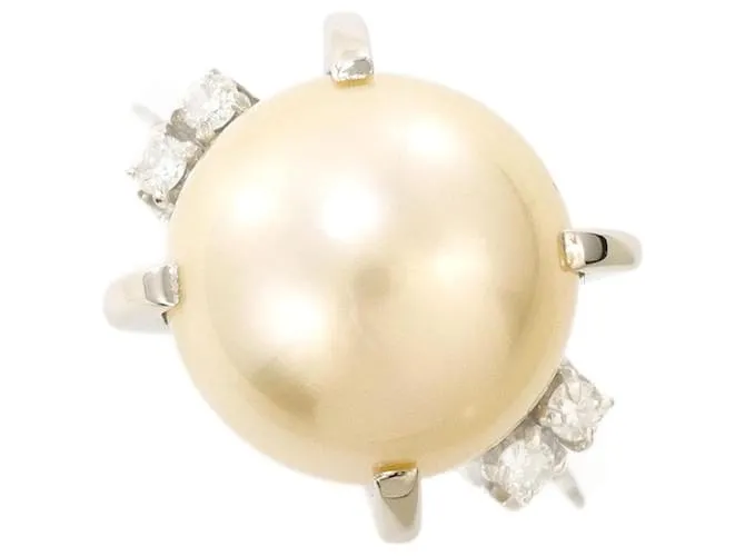 Autre Marque Anello in diamante con perla del Sud Pt900