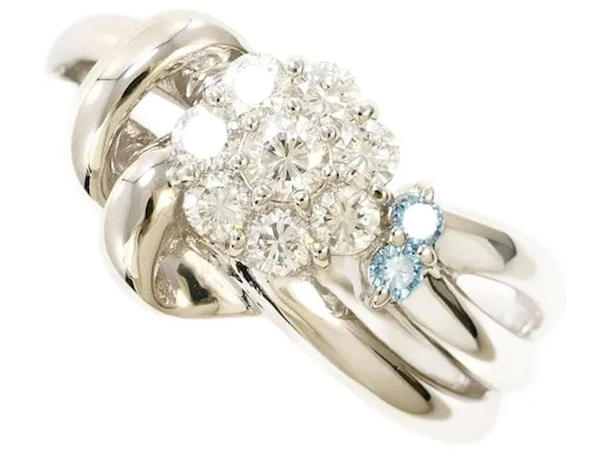 Autre Marque Anello in diamante blu in platino PT900 Argento