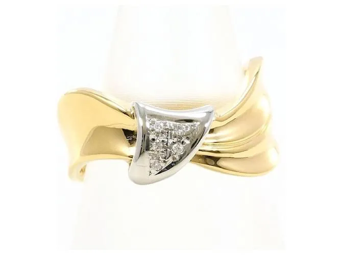 Autre Marque Anello in diamante Pt900 K18YG Argento