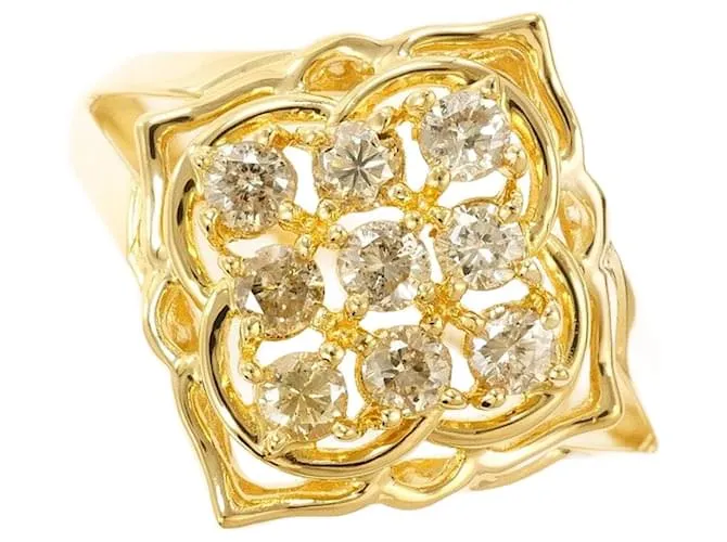 Autre Marque Anello in diamante marrone Au750 D'oro