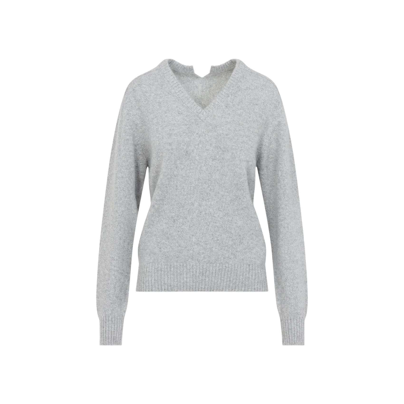 Light Grey V-Neck Cashmere Pullover