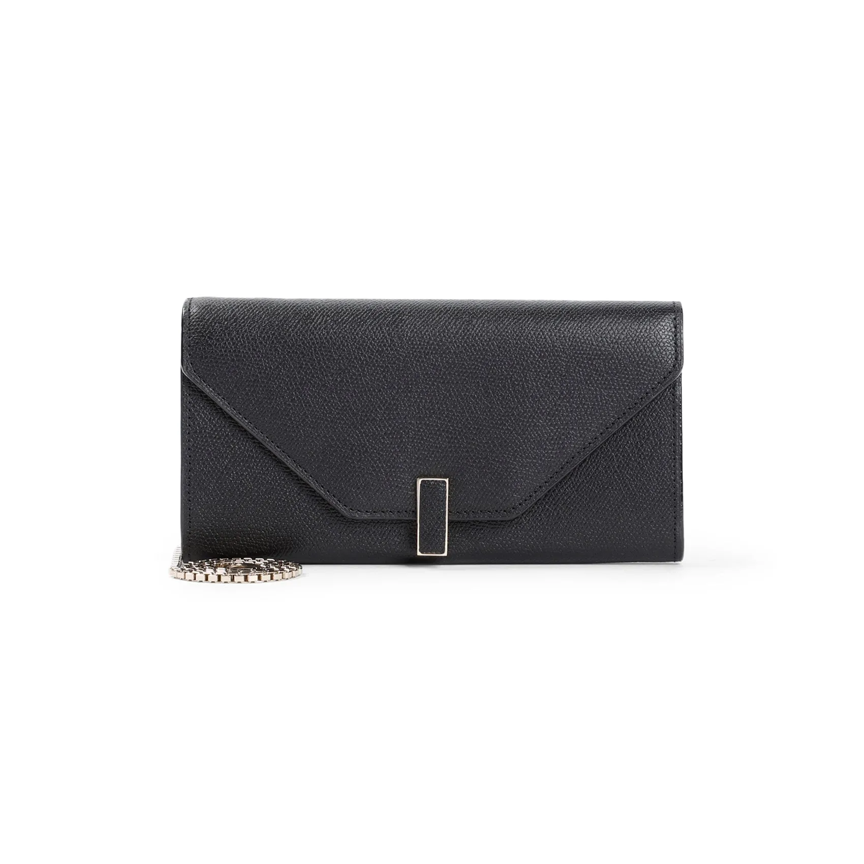 Black On Chain Calf Leather Wallet