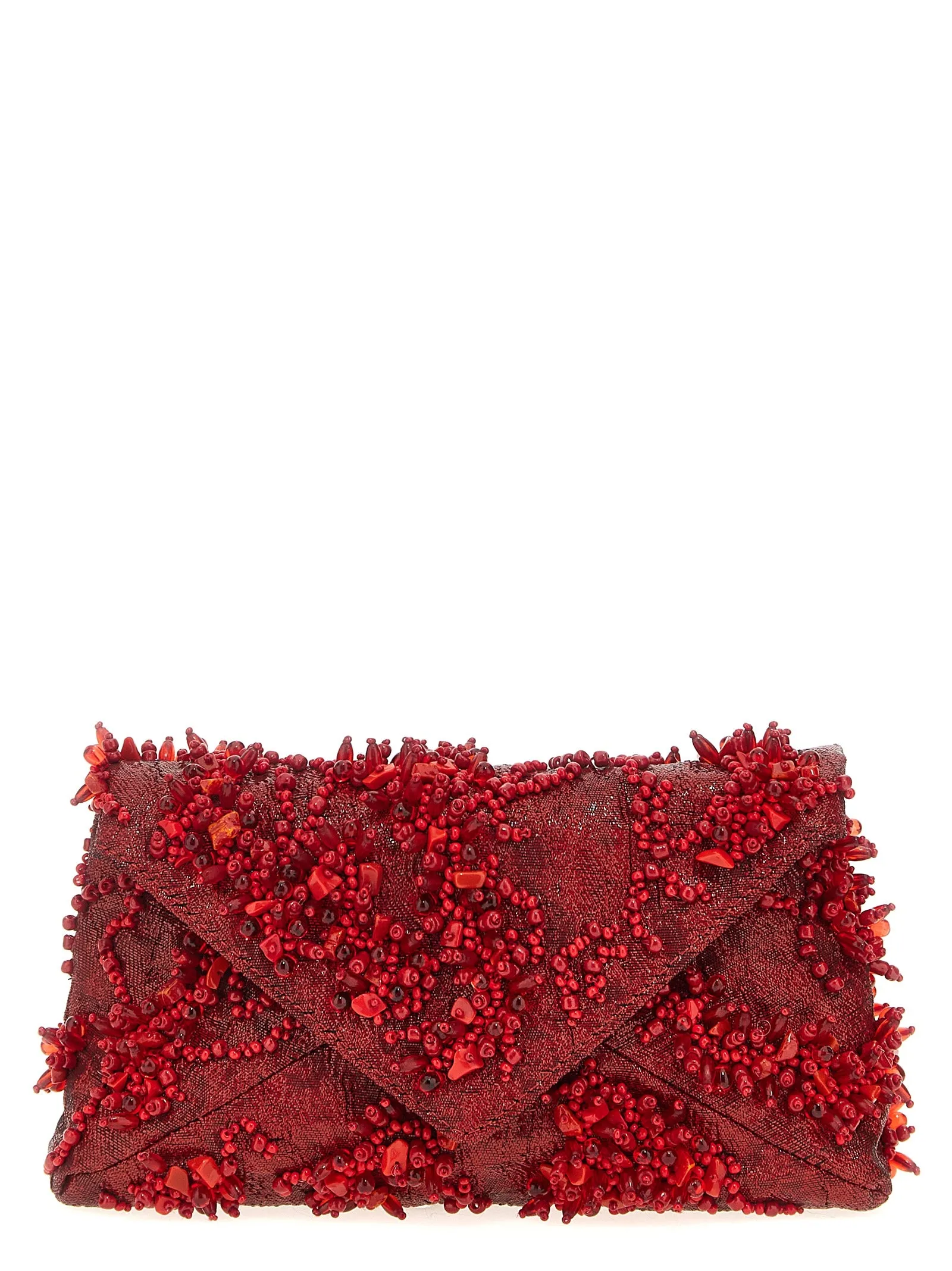 Embroidered Clutch Rosso