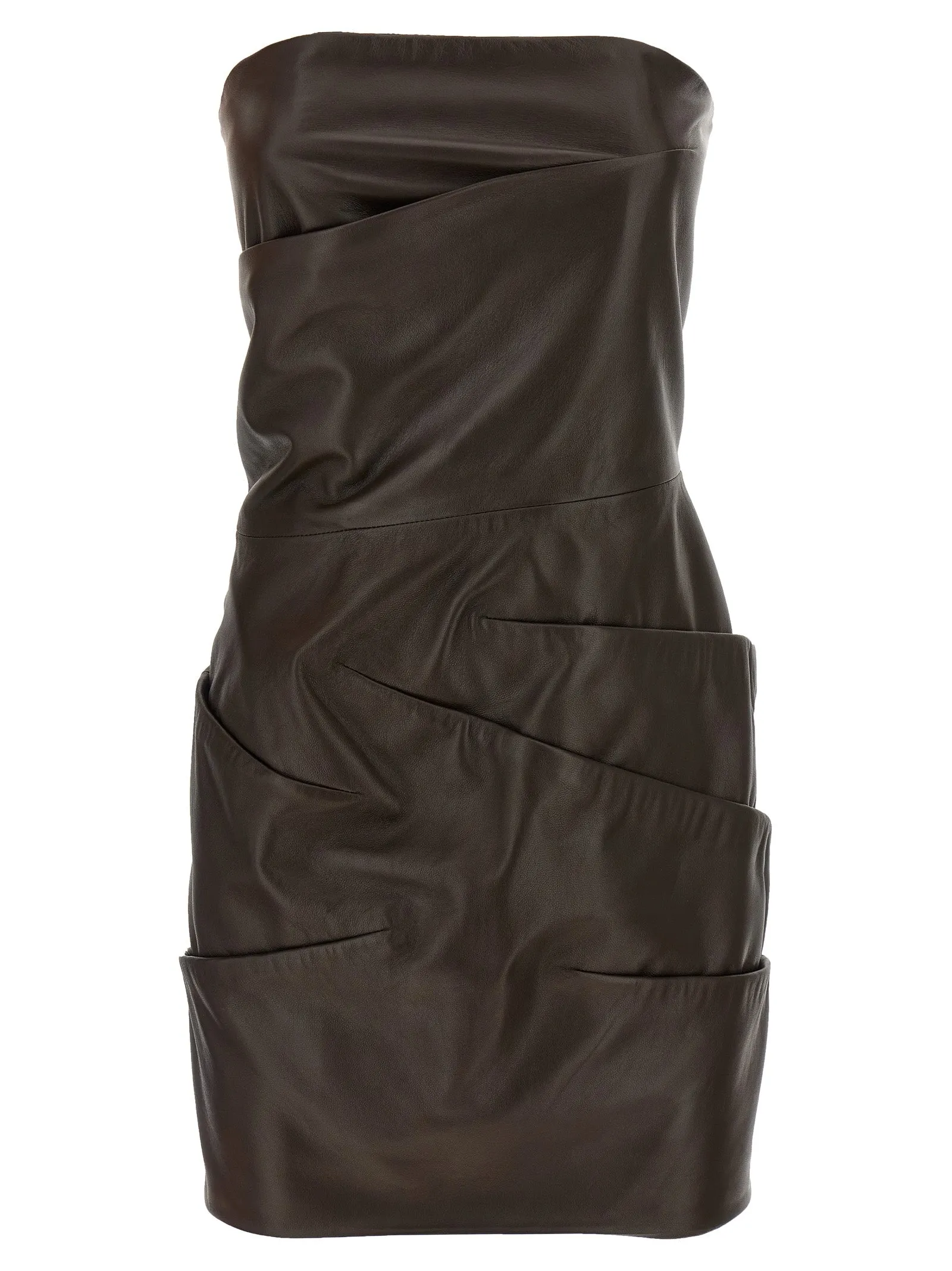 Leather Dress Abiti Marrone