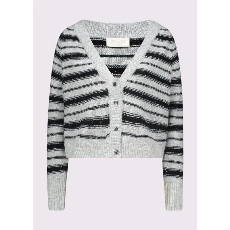 Cardigan da donna a righe con paillettes