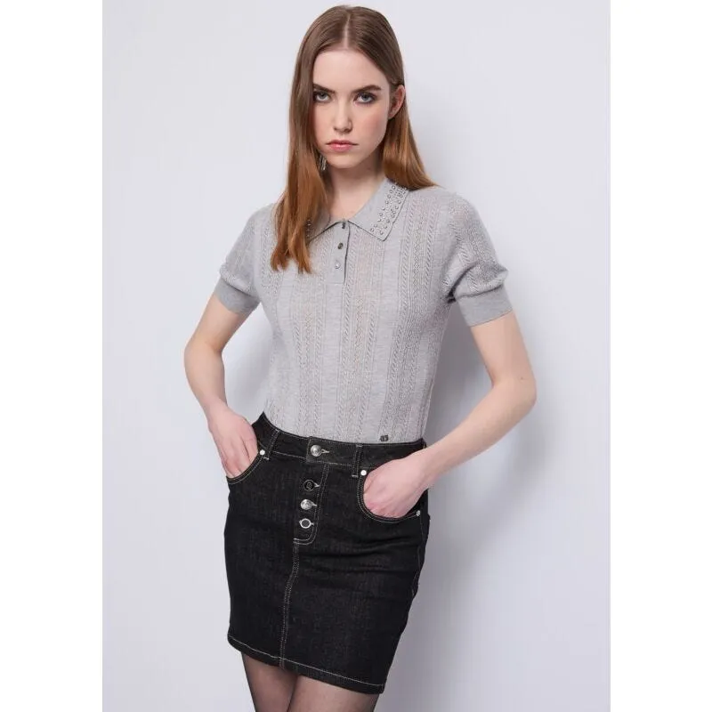 Polo da donna in filato con strass