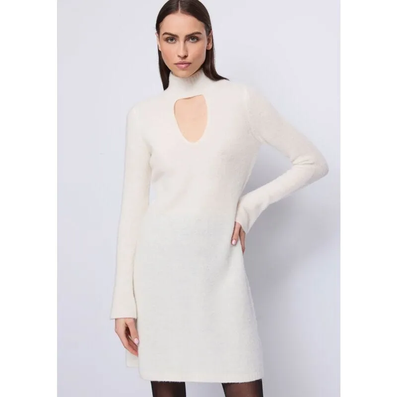 Abito bianco da donna in filato con collo alto