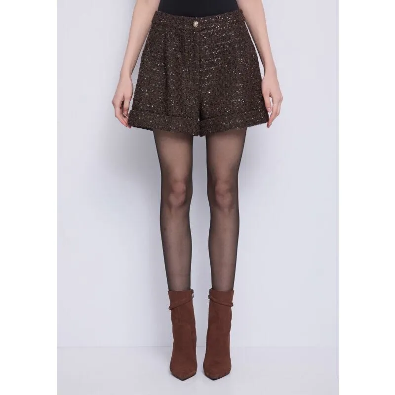 Shorts da donna con paillettes e pinces